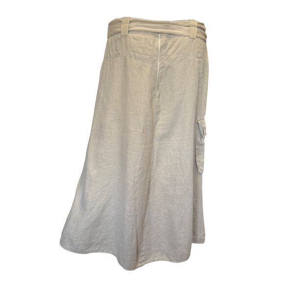 Johnny Was Beige Maxi Skirt w/ Belt & Side Pocket Womens Size 6 100% Linen - Picture 2 of 7